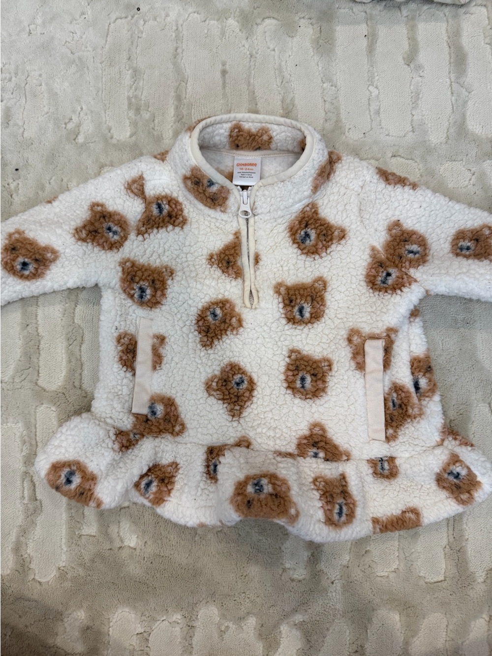 Gymboree Cream & Brown Teddy Sherpa Zip Hoodie